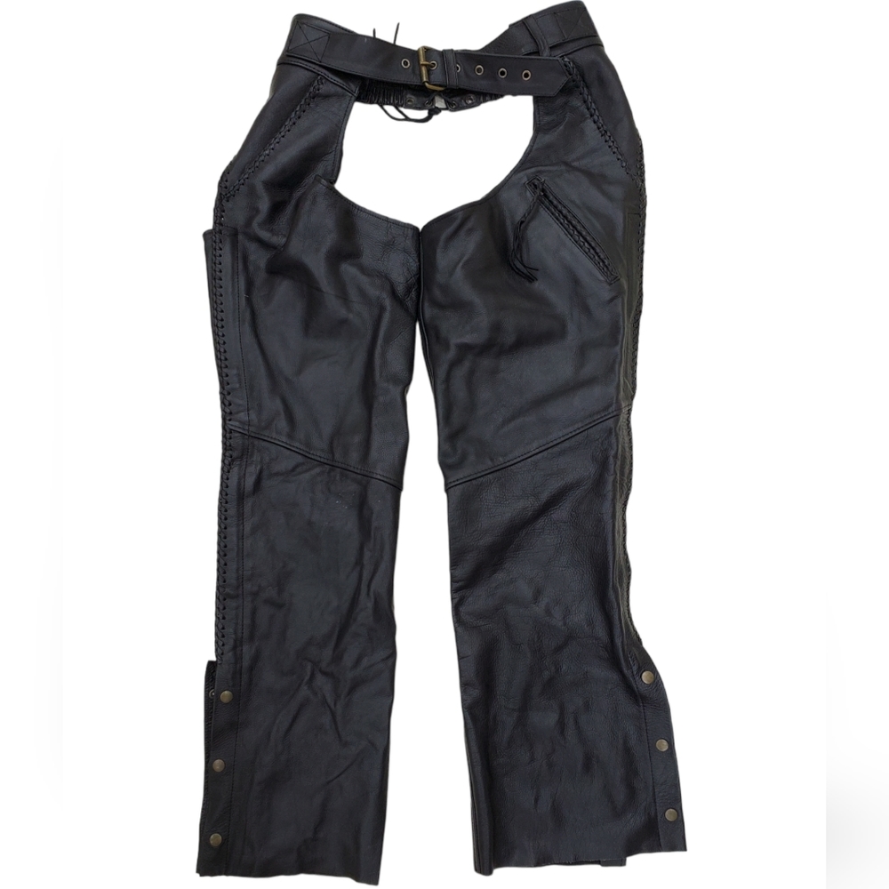 UNIK Leather Apparel Biker Chaps men's size Small (similar to women's large)